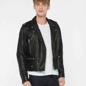 Sandro Mens Thrasher Leather Biker Jacket, S